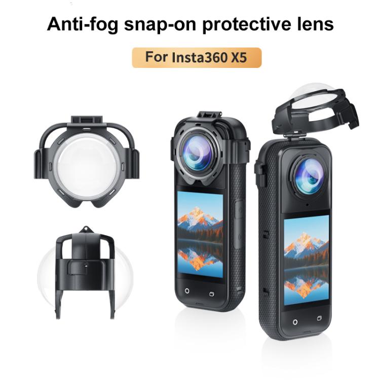Snap-on Optical Tempered Glass Lens Guard Protective Cover – Waterproof, Tempered Glass, For Insta360 X5