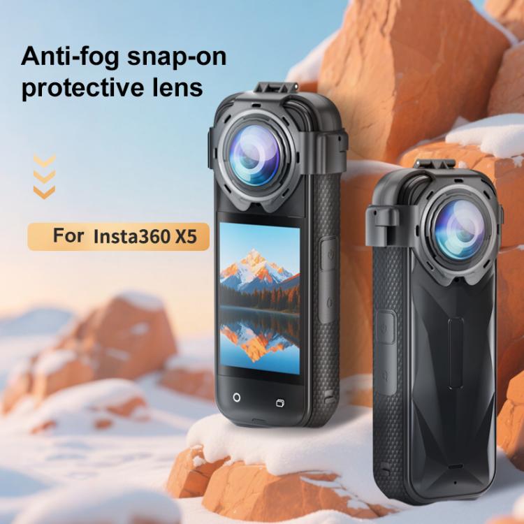Snap-on Optical Tempered Glass Lens Guard Protective Cover – Waterproof, Tempered Glass, For Insta360 X5
