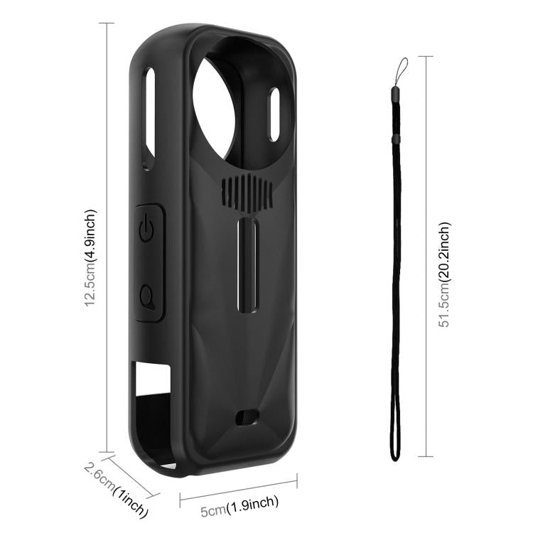 For Insta360 X5 PULUZ Silicone Protective Case with Lens Cover, Silicone Case with Lens Cover (Black)