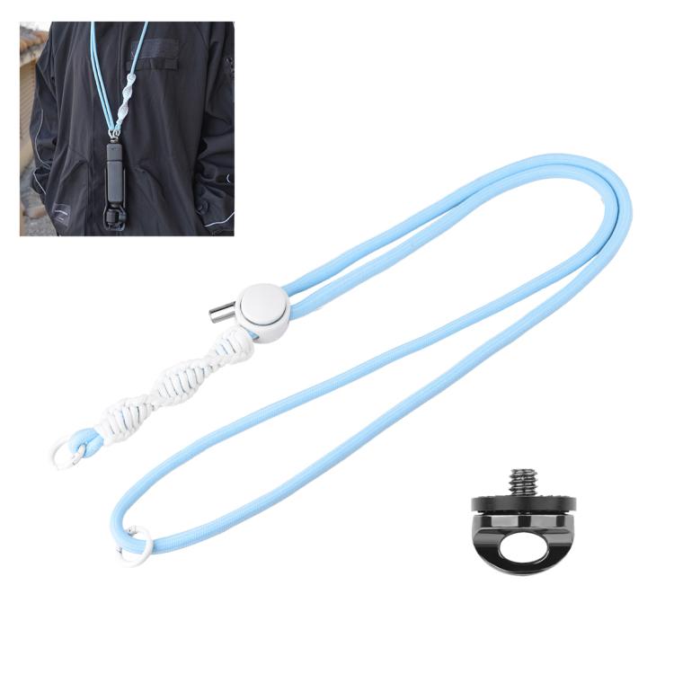 Sports Camera Lanyard Long Adjustable Anti-lost Rope for OSMO Pocket 3 / Insta360 X4 – Lanyard, Aluminum Alloy Blue