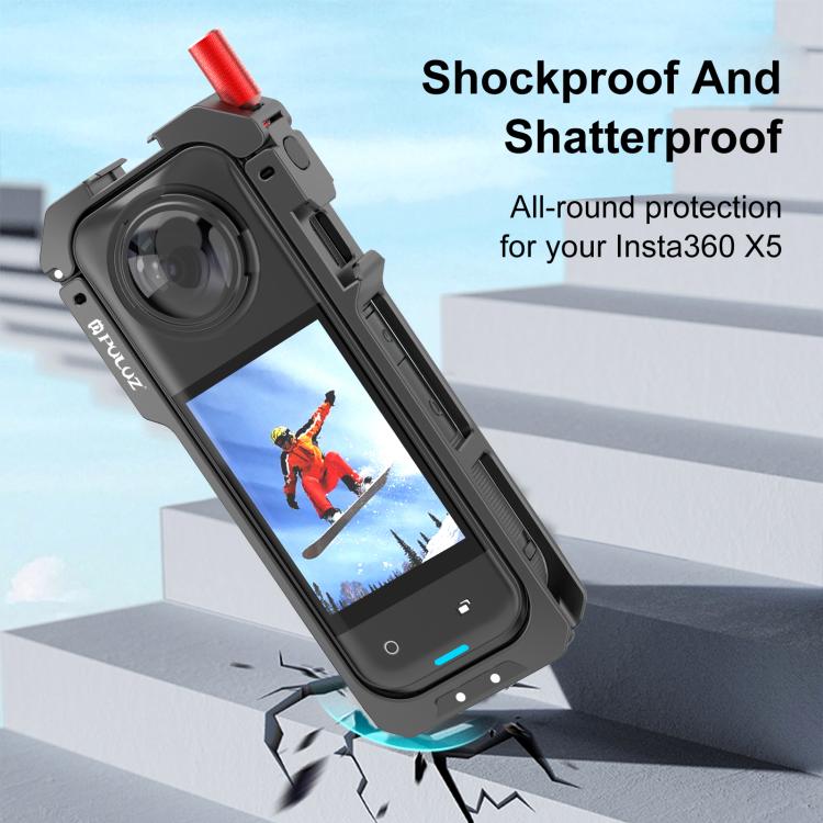 For Insta360 X5 Metal Protective Cage Rig Housing Frame with Lens Cover, Metal Protective Cage – Magnetic, Aluminum Alloy