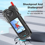 For Insta360 X5 Metal Protective Cage Rig Housing Frame with Lens Cover, Metal Protective Cage – Magnetic, Aluminum Alloy