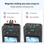 For Insta360 X5 Metal Protective Cage Rig Housing Frame with Lens Cover, Metal Protective Cage – Magnetic, Aluminum Alloy