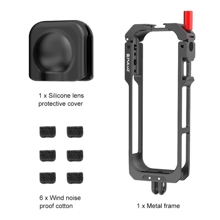 For Insta360 X5 Metal Protective Cage Rig Housing Frame with Lens Cover, Metal Protective Cage – Magnetic, Aluminum Alloy