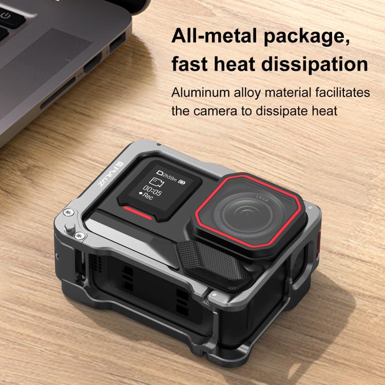 For Insta360 Ace Pro 2 Aluminum Alloy Protective Cage Rig Dual Cold Shoe Housing Frame – Aluminum Alloy, For Insta360 Ace Pro 2 Meta Cage