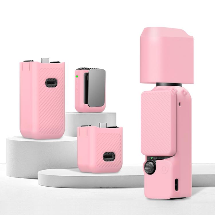 For DJI OSMO Pocket 3 PULUZ 6 in 1 Body Lens Handle Screen Mic Silicone TPU Cover Pink