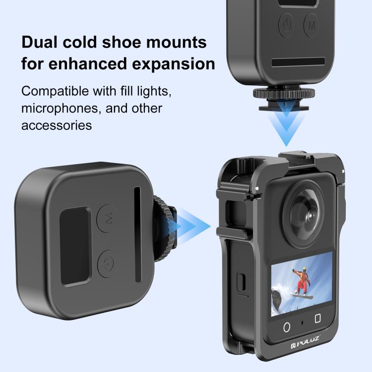 For DJI Osmo 360 Aluminum Alloy Protective Cage Expansion Frame with Lens Cover, Protective Cage – Aluminum Alloy