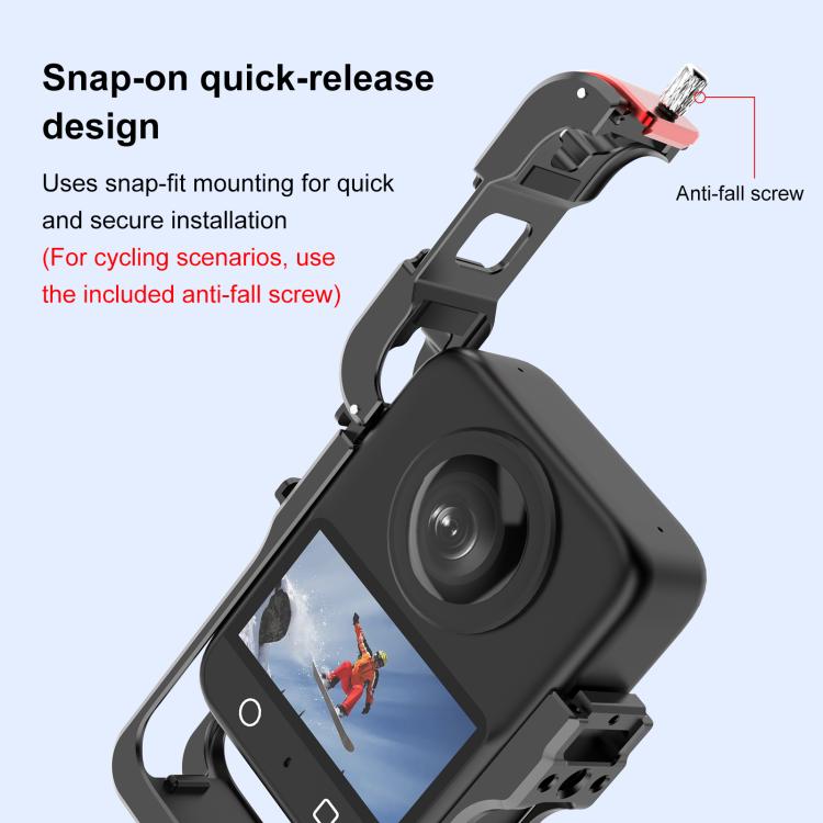 For DJI Osmo 360 Aluminum Alloy Protective Cage Expansion Frame with Lens Cover, Protective Cage – Aluminum Alloy