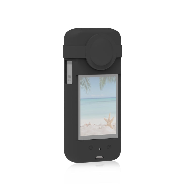 For Insta360 X3 PULUZ Silicone Protective Case with Lens Cover, Silicone Case(Black) Silicone Case(Black) Black