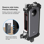 For Insta360 X3 PULUZ Metal Protective Cage Rig Housing Frame with Expand Cold Shoe Base & Tripod Adapter, Metal Cage US Stock, For Insta360 X3