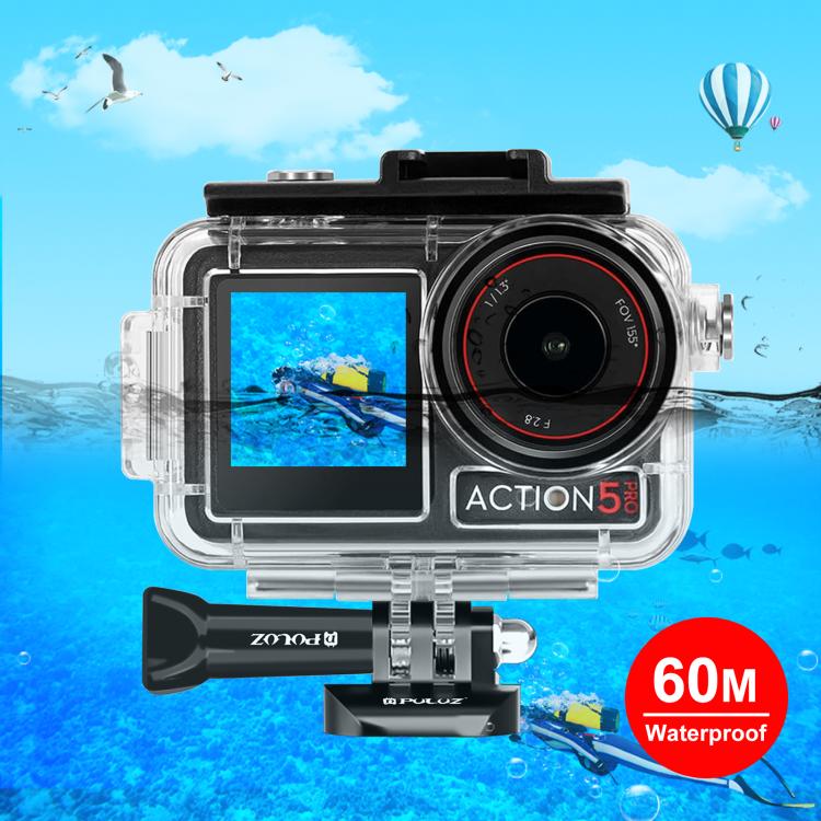 For DJI Osmo Action 5 Pro / 3 / 4 PULUZ 60m Underwater Waterproof Housing Diving Case with Cold Shoe & Buckle Basic Mount & Screw, For DJI Osmo Action 3 / 4 Waterproof Case For DJI Osmo Action 3 4 Waterproof Case