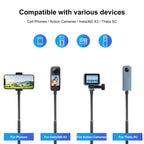 PULUZ 73.5cm Metal Selfie Stick Monopod with Invisible Adapter Base & Screw for Insta360 One RS / X2 / X3 / DJI Osmo 360, 70cm Monopod