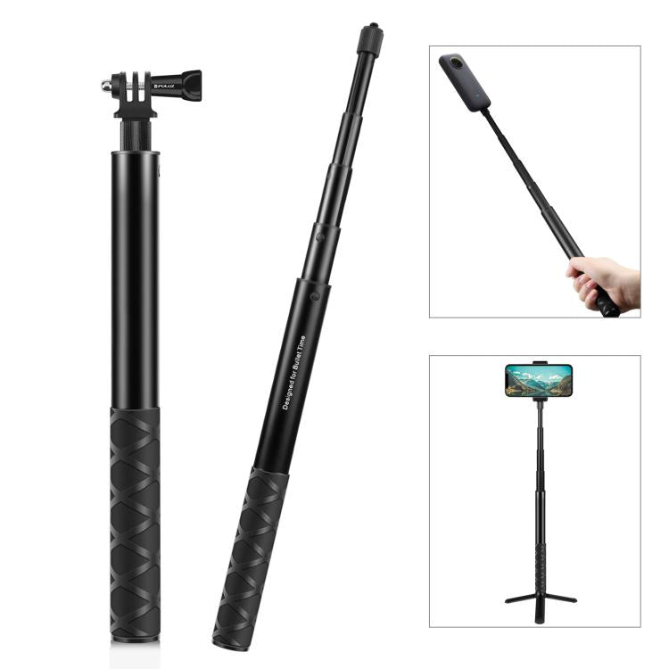 PULUZ 110cm Metal Selfie Stick Monopod with Invisible Adapter Base & Screw for Insta360 One RS / X2 / X3 / X4 / DJI Osmo 360, 110cm Monopod 110cm Monopod