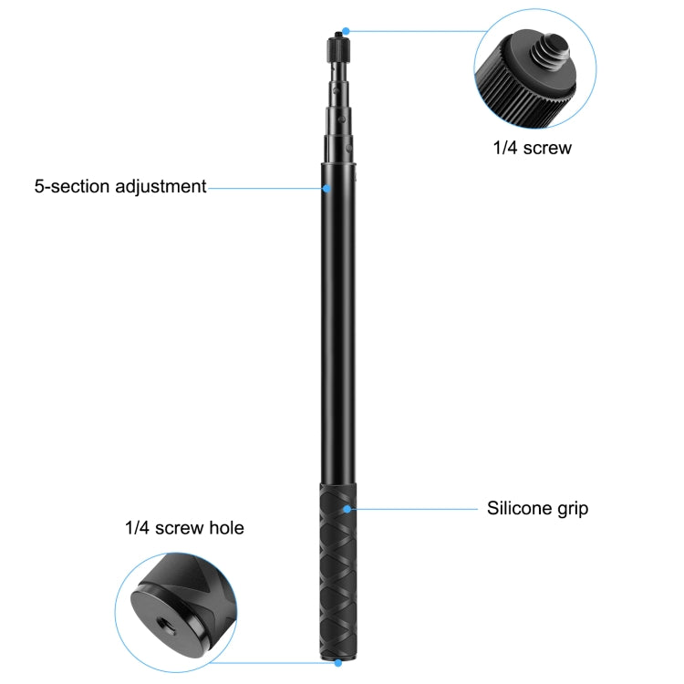 PULUZ 157cm Metal Selfie Stick Monopod for Insta360 One RS / X2 / X3 / X4 / DJI Osmo 360, 150cm Monopod