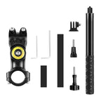 PULUZ Motorcycle Bicycle Handlebar Fixture Mount Camera Bracket Adapter with Monopod Stand, Motorcycle Monopod Stand