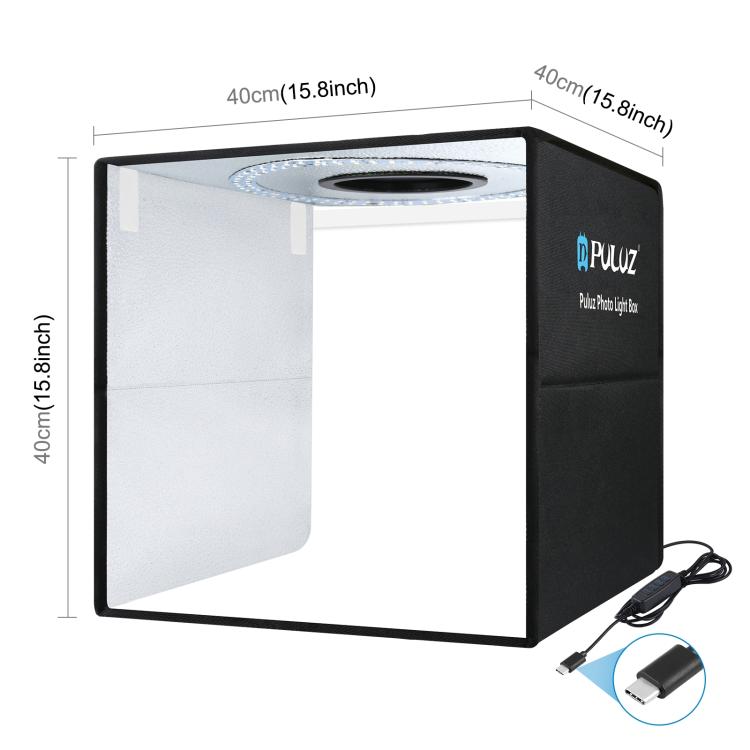 PULUZ 40cm Folding Portable Ring Light PD20W Quick Charge USB Photo Lighting Studio Shooting Tent Box with 6 x Color Backdrops, Size: 40cm x 40cm x 40cm