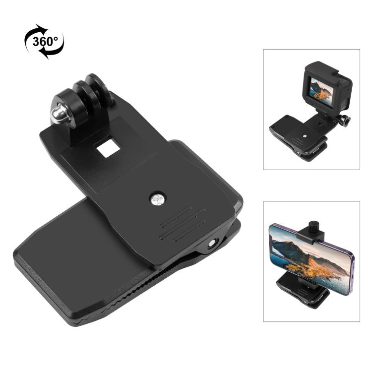 PULUZ 4 in 1 360 Degree Rotating Backpack Hat QR Clip Rec-mounts with Phone Clamp Kit Default Title