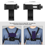 PULUZ 5 in 1 Adjustable Body Mount Belt Chest Strap with Phone Clamp & J Hook Mount & Long Screw Kit