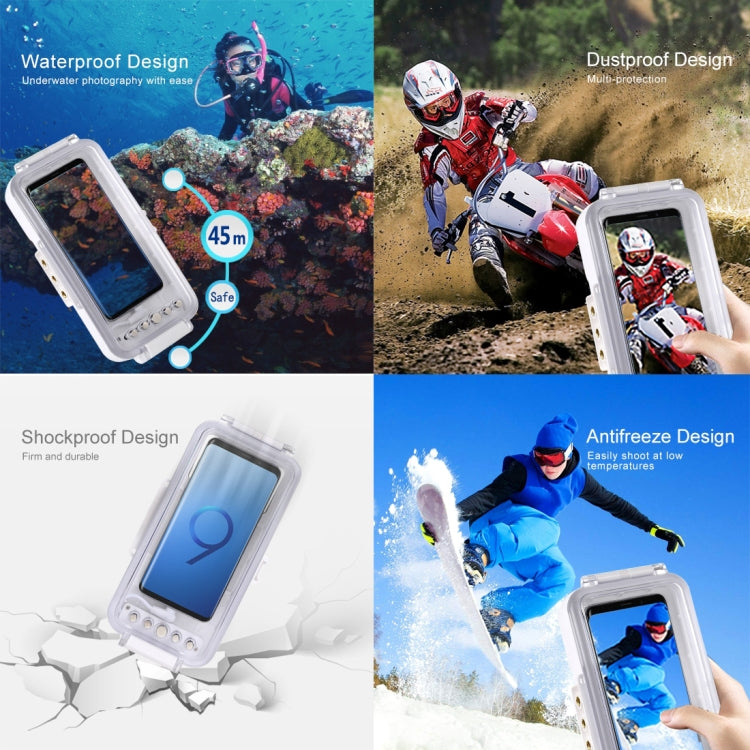 PULUZ 45m/147ft Waterproof Diving Case Photo Video Taking Underwater Housing Cover for iPhone 17 Pro / 17 / Air / 16 / 16 Pro / 15 / 15 Pro, Galaxy, Huawei, Xiaomi, Google Android OTG Smartphones with Type-C Port, Universal Case for Type-C Port Phones