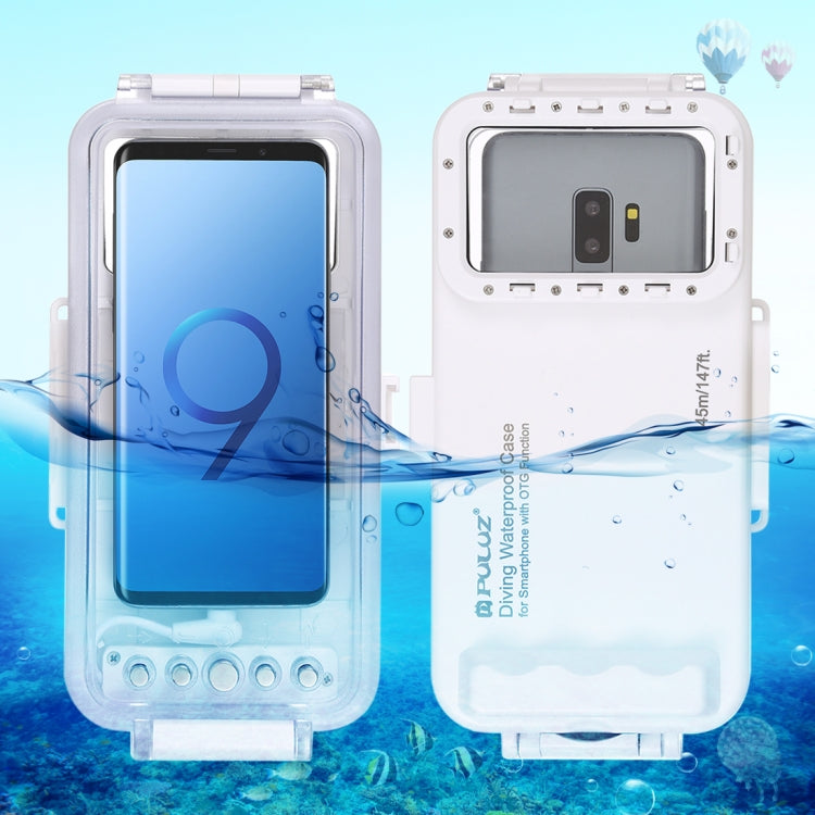 PULUZ 45m/147ft Waterproof Diving Case Photo Video Taking Underwater Housing Cover for iPhone 17 Pro / 17 / Air / 16 / 16 Pro / 15 / 15 Pro, Galaxy, Huawei, Xiaomi, Google Android OTG Smartphones with Type-C Port, Universal Case for Type-C Port Phones Universal Case for Type-C Port Phones