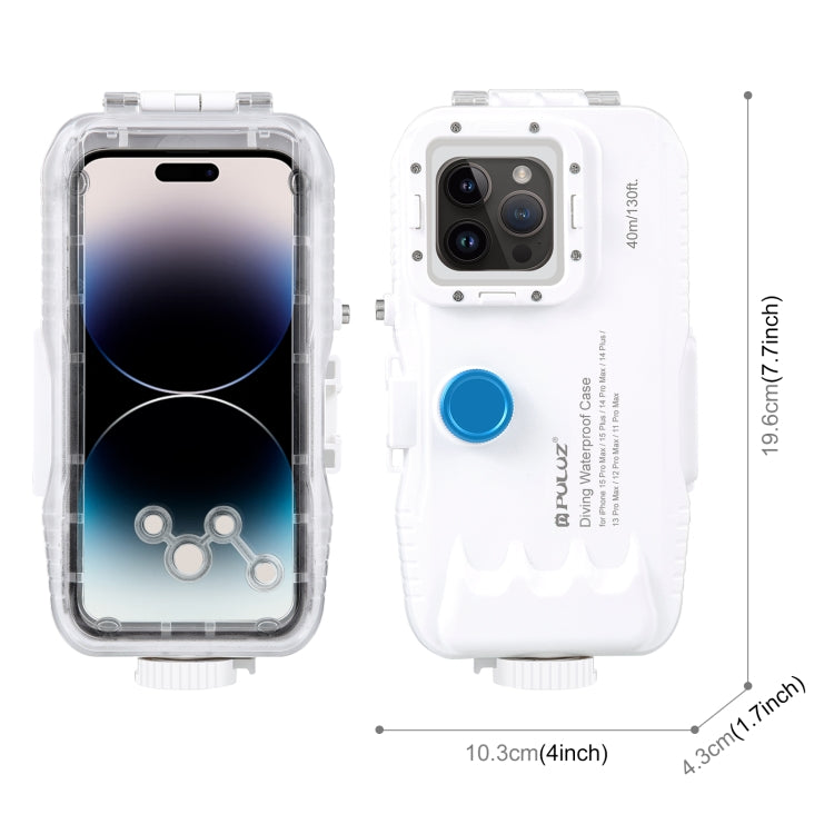 40m/130ft Waterproof Diving Case for 15 Pro Max / 15 Plus / iPhone 14 Plus / 14 Pro Max / 13 Pro Max / 12 Pro Max / 11 Pro Max, with One-way Valve Photo Video Taking Underwater Housing Cover – Waterproof, Lanyard, Touch Control