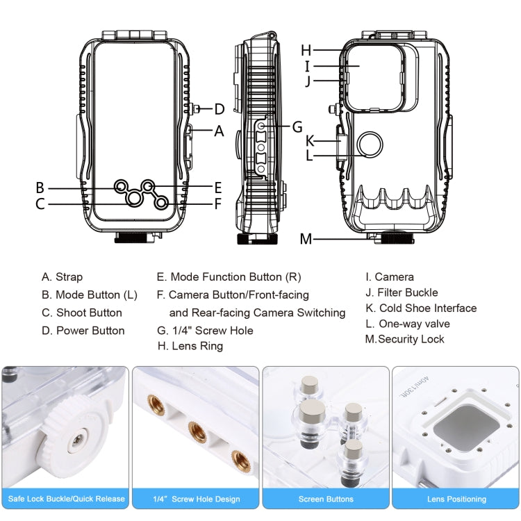 40m/130ft Waterproof Diving Case for 15 Pro Max / 15 Plus / iPhone 14 Plus / 14 Pro Max / 13 Pro Max / 12 Pro Max / 11 Pro Max, with One-way Valve Photo Video Taking Underwater Housing Cover – Waterproof, Lanyard, Touch Control