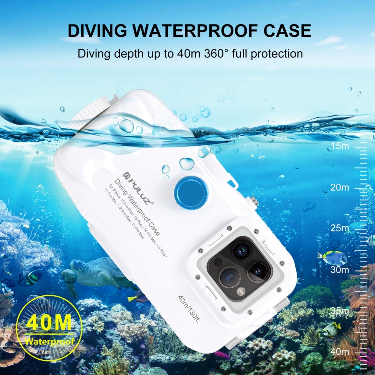 40m/130ft Waterproof Diving Case for 15 Pro Max / 15 Plus / iPhone 14 Plus / 14 Pro Max / 13 Pro Max / 12 Pro Max / 11 Pro Max, with One-way Valve Photo Video Taking Underwater Housing Cover – Waterproof, Lanyard, Touch Control