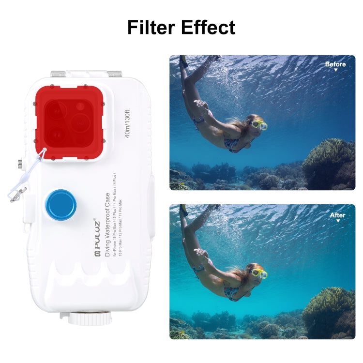 40m/130ft Waterproof Diving Case for 15 Pro Max / 15 Plus / iPhone 14 Plus / 14 Pro Max / 13 Pro Max / 12 Pro Max / 11 Pro Max, with One-way Valve Photo Video Taking Underwater Housing Cover – Waterproof, Lanyard, Touch Control