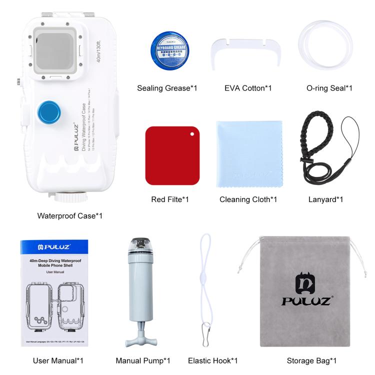 40m/130ft Waterproof Diving Case for 15 Pro Max / 15 Plus / iPhone 14 Plus / 14 Pro Max / 13 Pro Max / 12 Pro Max / 11 Pro Max, with One-way Valve Photo Video Taking Underwater Housing Cover – Waterproof, Lanyard, Touch Control