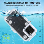 For iPhone 16 Pro Max PULUZ 40m/130ft Waterproof Diving Case with One-way Valve Photo Video Taking Underwater Housing Cover, For iPhone 16 Pro Max (Transparent)