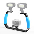 PULUZ Dual Silicone Handles Aluminium Alloy Underwater Diving Rig for GoPro, DJI OSMO Action, Insta360 and Other Action Cameras, For GoPro Action Cameras For GoPro Action Cameras Blue