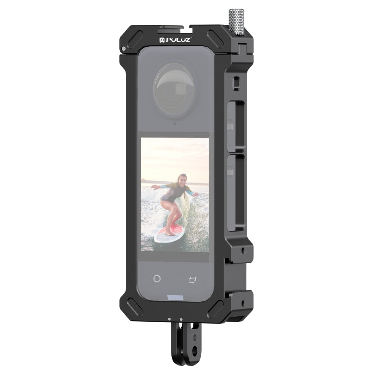 For Insta360 X4 PULUZ Metal Protective Cage Rig Housing Frame with Expand Cold Shoe Base & Tripod Adapter, Cold Shoe Metal Cage Cold Shoe Metal Cage
