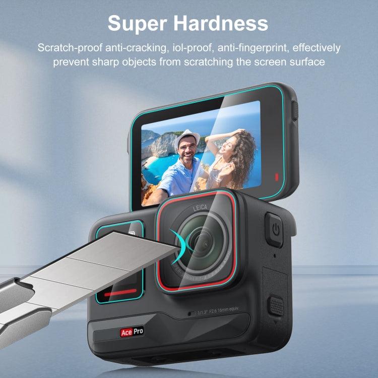 For Insta360 Ace Pro PULUZ 3 in 1 Rear & Front Screen + Lens Tempered Glass Film, For Insta360 Ace Pro