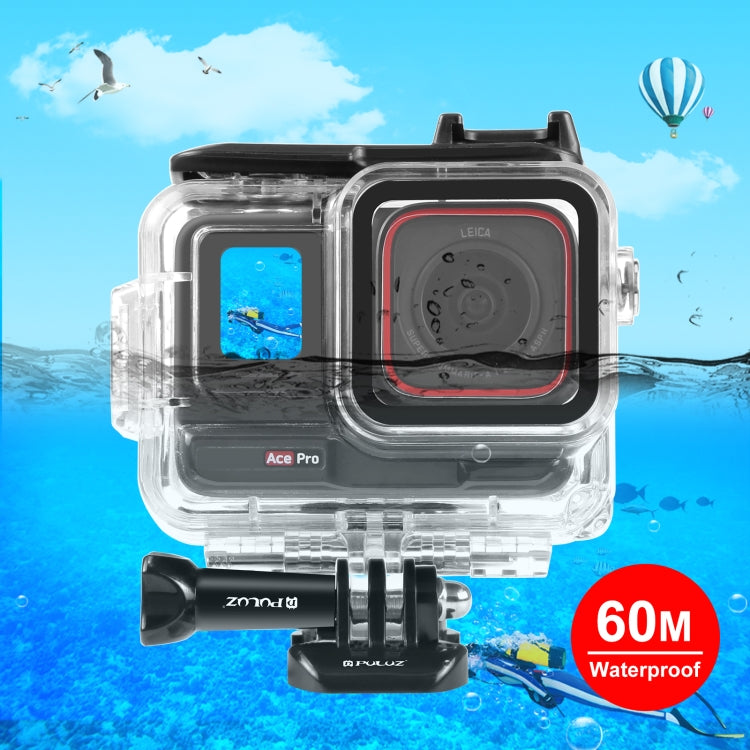 For Insta360 Ace Pro PULUZ 60m Underwater Waterproof Housing Case with Base Adapter & Screw, For Insta360 Ace Pro Underwater Case For Insta360 Ace Pro Underwater Case