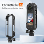 For Insta360 X4 Cold Shoe PC Plastic Protective Frame with Adapter Mount & Screw, Cold Shoe PC Frame – Wear-resistant
