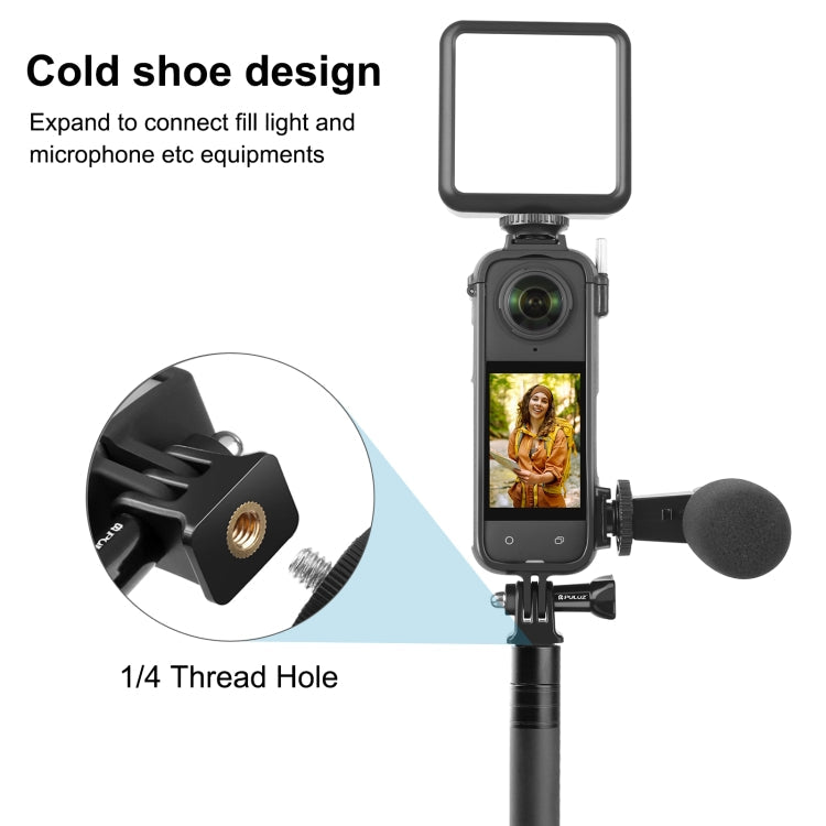 For Insta360 X4 Cold Shoe PC Plastic Protective Frame with Adapter Mount & Screw, Cold Shoe PC Frame – Wear-resistant