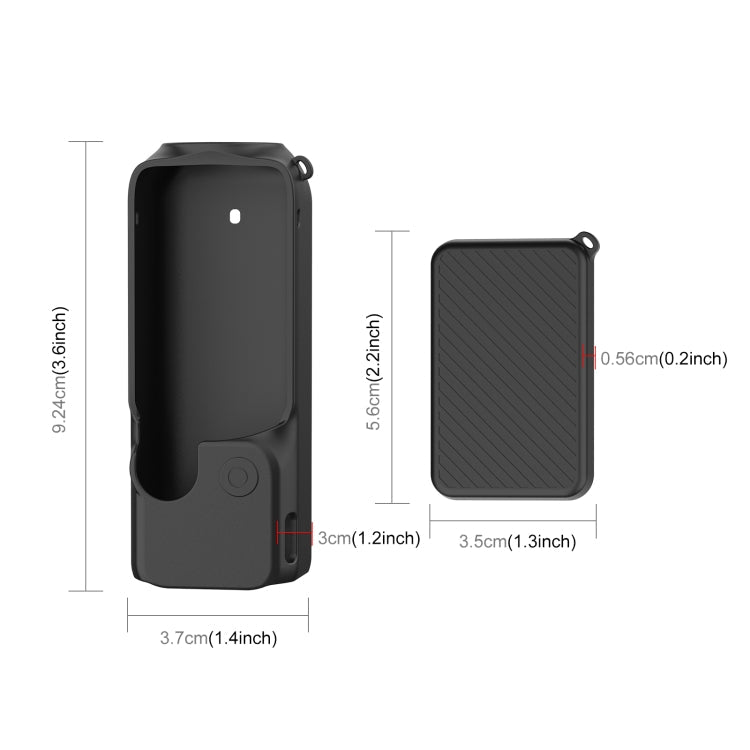 For DJI OSMO Pocket 3 PULUZ 2 in 1 Silicone Cover Case Set with Strap, Silicone Cover(Black), Silicone Cover(Blue)