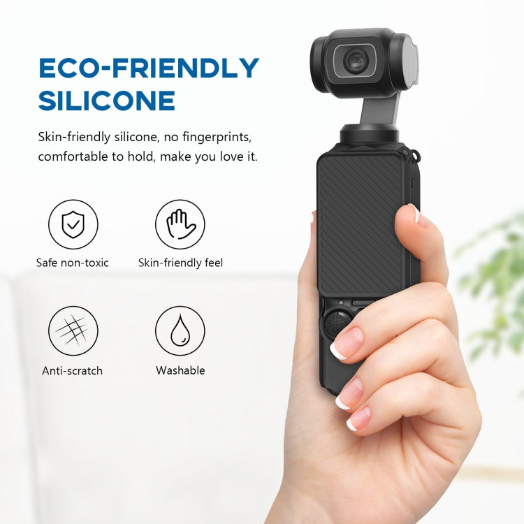 For DJI OSMO Pocket 3 PULUZ 2 in 1 Silicone Cover Case Set with Strap, Silicone Cover(Black), Silicone Cover(Blue)