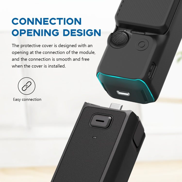 For DJI OSMO Pocket 3 PULUZ 2 in 1 Silicone Cover Case Set with Strap, Silicone Cover(Black), Silicone Cover(Blue)