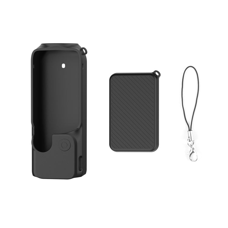 For DJI OSMO Pocket 3 PULUZ 2 in 1 Silicone Cover Case Set with Strap, Silicone Cover(Black), Silicone Cover(Blue)