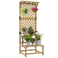 Wooden Plant Stand with Trellis for Climbing Plants, Yellow