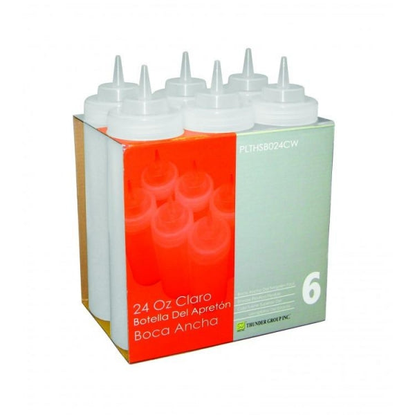 Wide Mouth Squeeze Bottle 16oz / 475ml Clear - Pack of 6