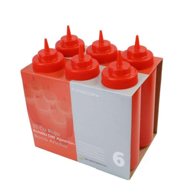 Wide Mouth Squeeze Bottle 25oz / 710ml Red - Pack of 6