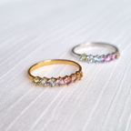 Pastel Rainbow Gemstone Eternity Ring in 18k Gold Vermeil
