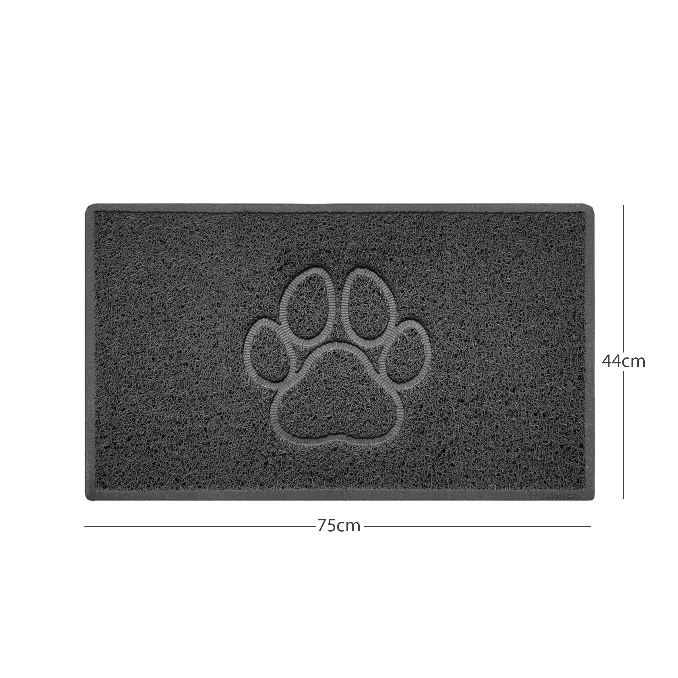 Paw Print Embossed Spaghetti Doormat Dark Grey 75cm x 44cm