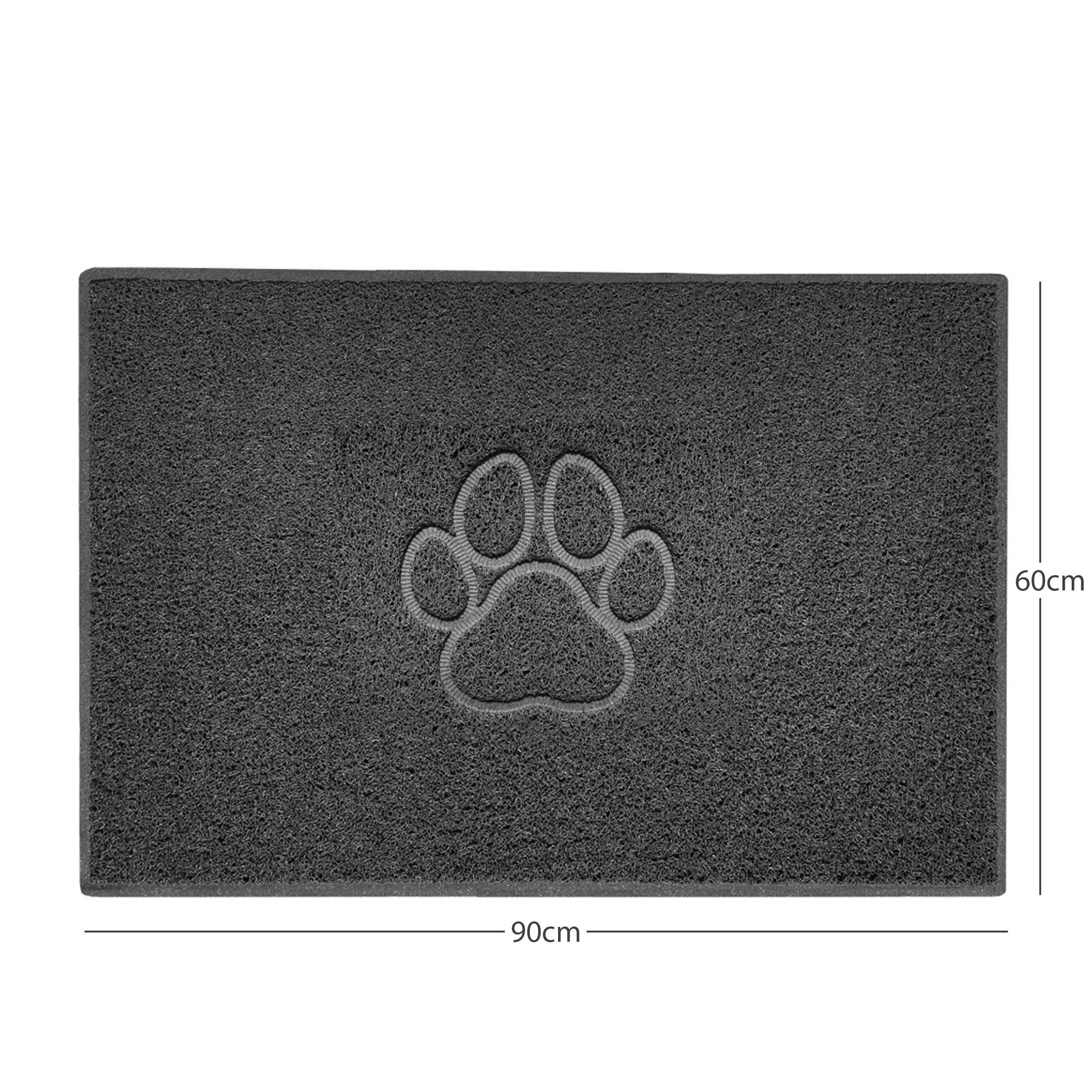 Paw Print Embossed Spaghetti Doormat Dark Grey 90cm x 60cm
