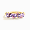 Pink Ruby & Amethyst Pear Cut Half Eternity Band in 18k Gold Vermeil