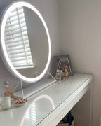 Round Vanity Face LED Mirror White 60x67cm