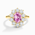 Pink Sapphire Halo Engagement Ring in 18k Gold Vermeil