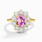 Pink Sapphire Halo Engagement Ring in 18k Gold Vermeil
